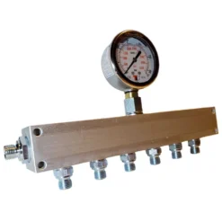 Manifold Block With Gauge Bauer Inlet G 1/4´´ 6 Outlets -CRESS Dive Gear Shop metalsub manifold block with gauge bauer inlet g 1 4 6 outlets 1